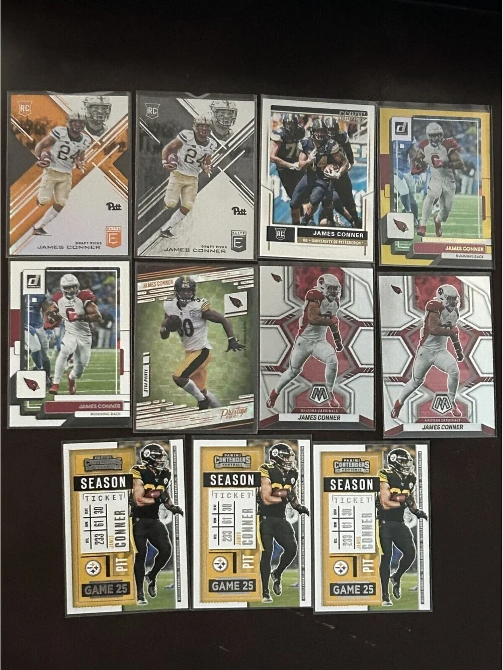 2017 NFL RB James Conner NM Rookie Panini Elite Draft Picks Orange Die Cut RC